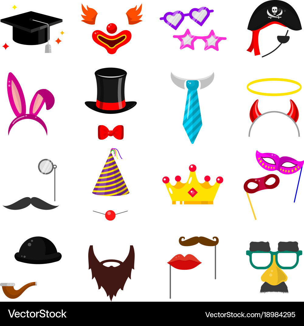 Party Masks & Photo Booth Props Vector Image