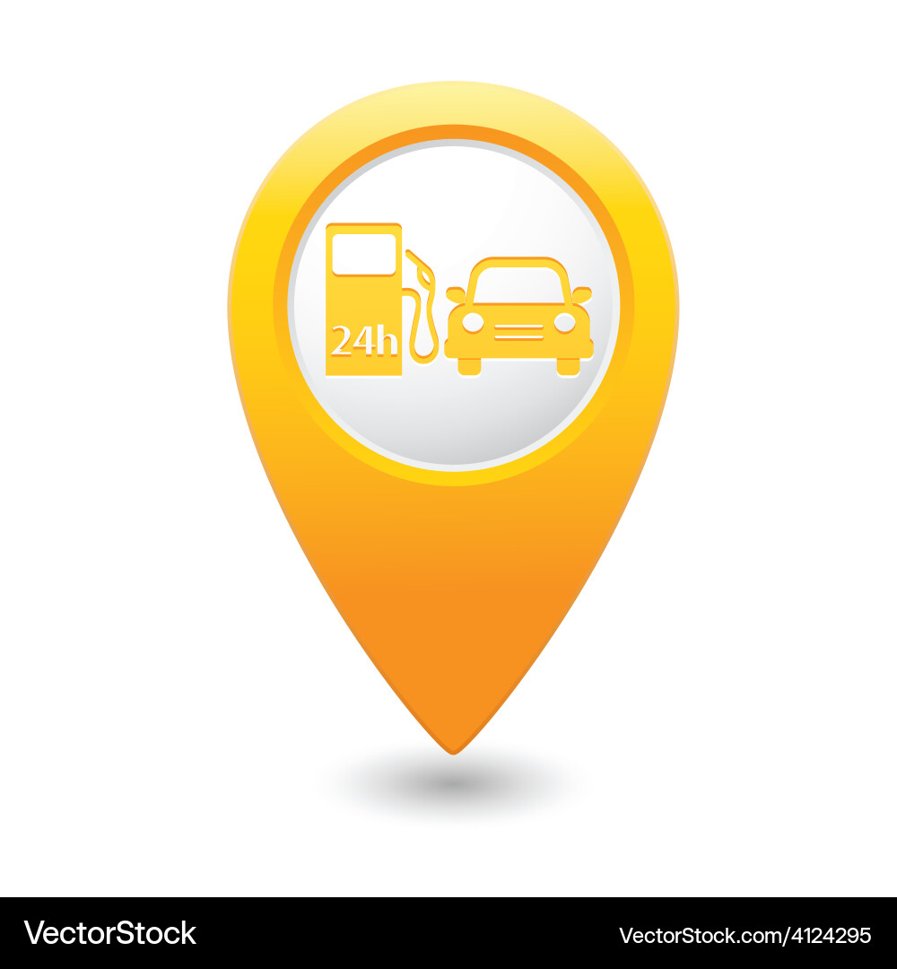 Petrol station and car map pointer yellow Vector Image