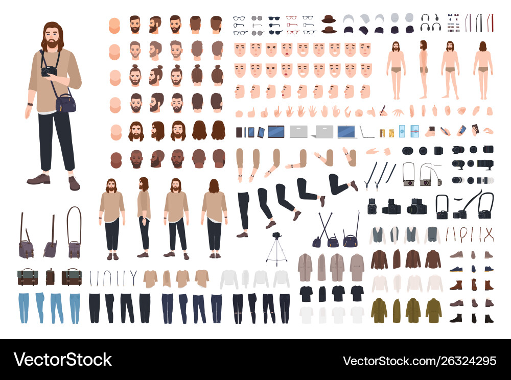 Photographer or photo journalist constructor kit Photographer or photo journalist constructor kit vector image