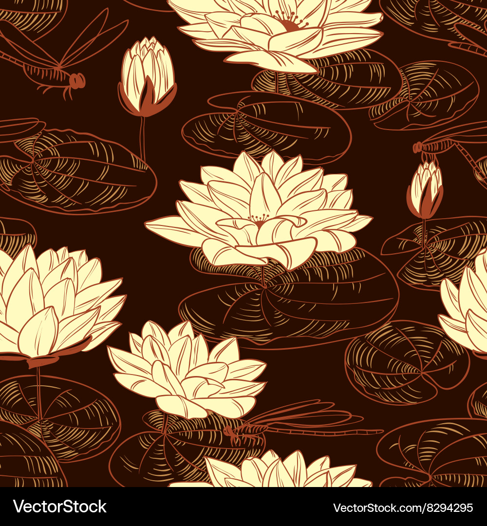 Seamless pattern with a water lily Vector Image