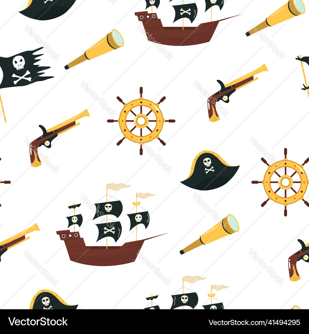 Seamless pattern with pirates symbol ship Seamless pattern with pirates symbol ship vector image