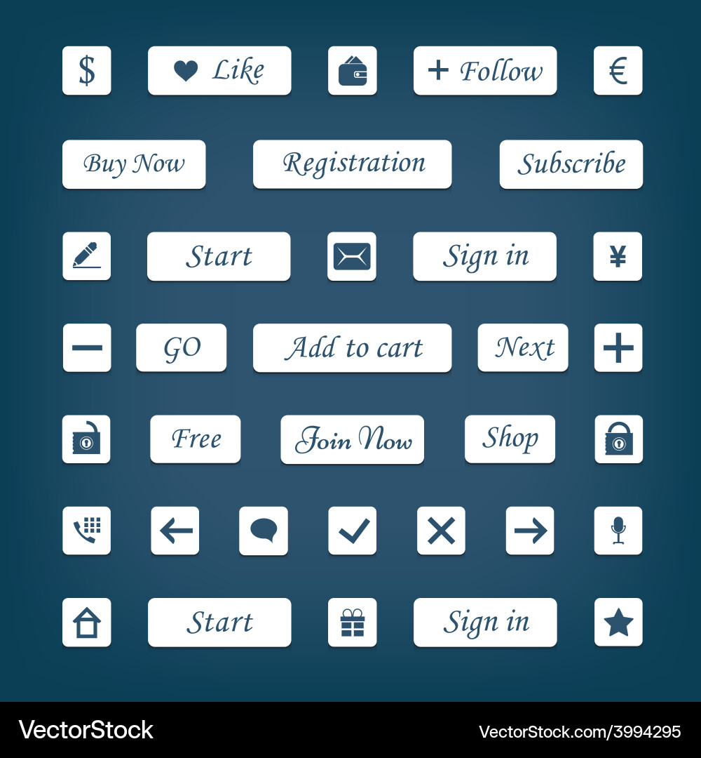 Set white buttons and web elements Vector Image