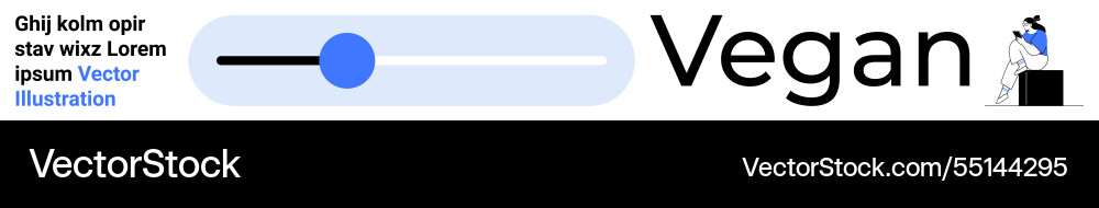 Slider bar with vegan text and minimalist Slider bar with vegan text and minimalist vector image
