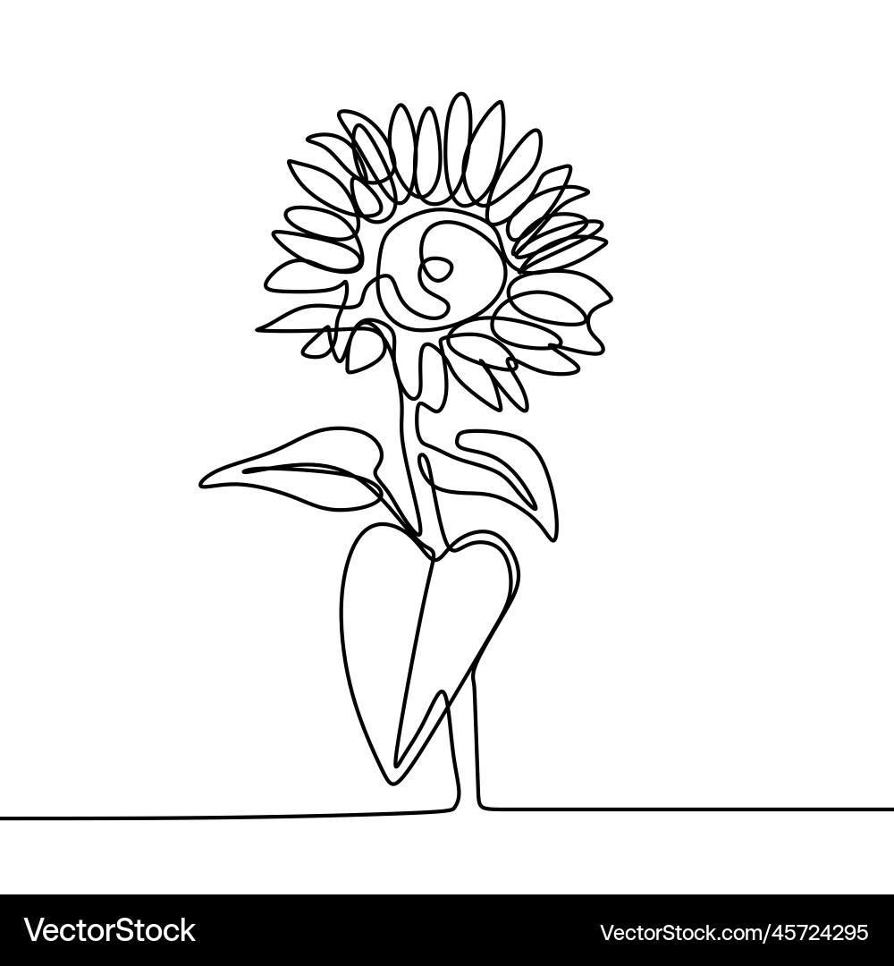 Sonnenblume eine Linie Zeichnung minimalistisches Design Sonnenblume eine Linie Zeichnung minimalistisches Design vektorbild
