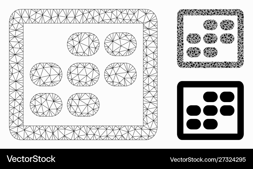 Week calendar mesh wire frame model vector image