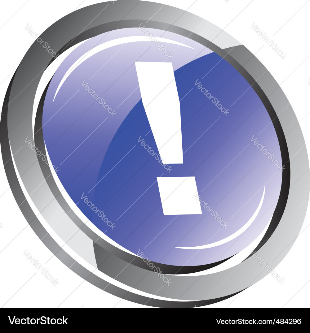 3D Attention Button - Warning vector image