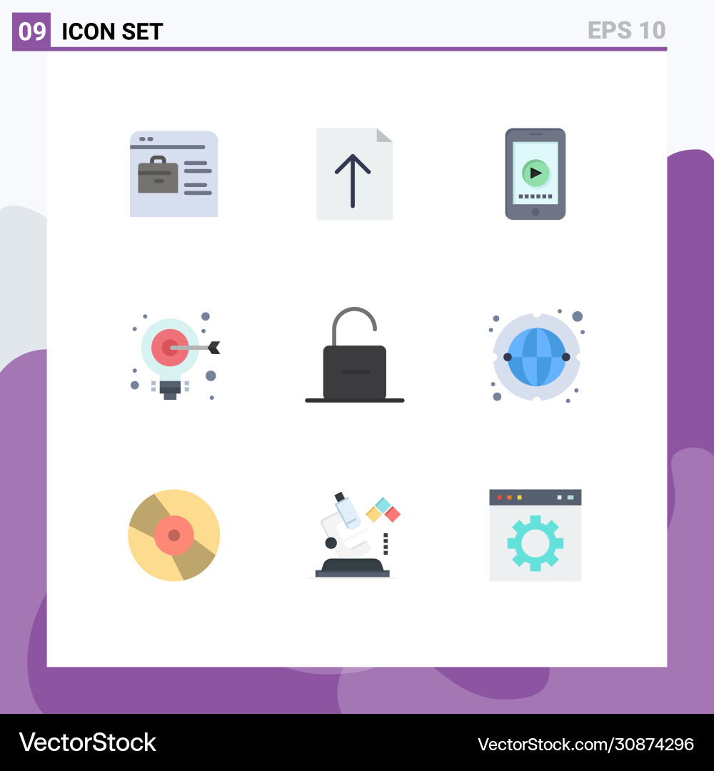 9 flat color concept for websites mobile and apps Vector Image