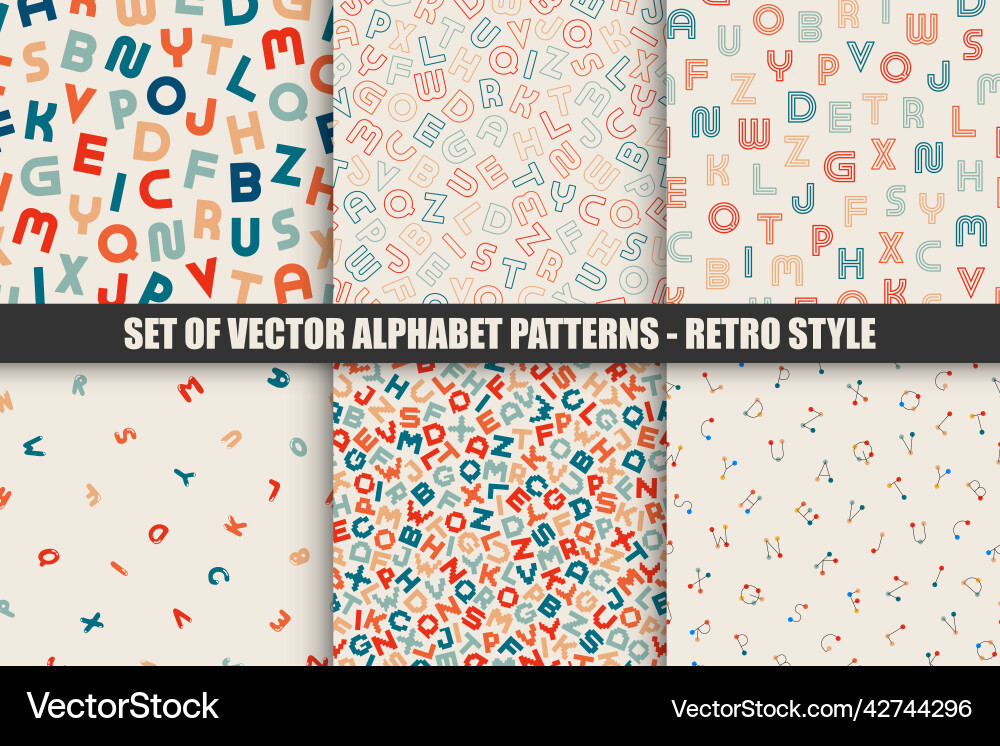 Collection of seamless alphabet patterns Collection of seamless alphabet patterns vector image