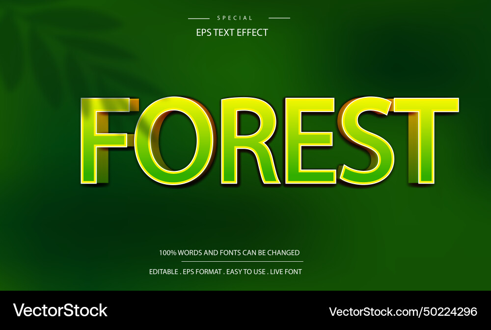 Editable 3d forest text effect Vector Image
