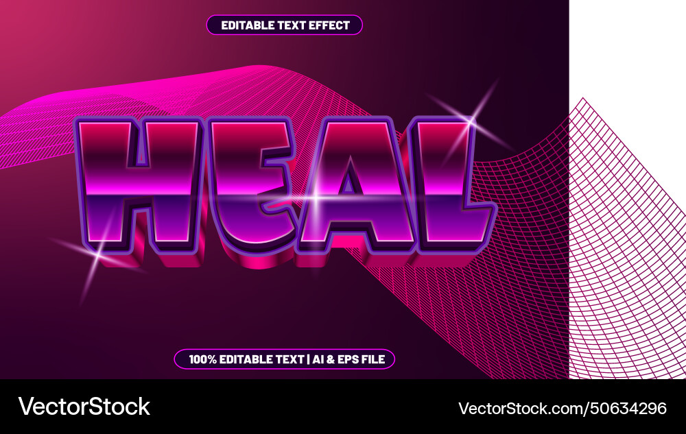 Heal editable text effect retro style Heal editable text effect retro style vector image