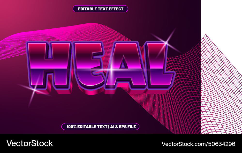 Heal editable text effect retro style vector image