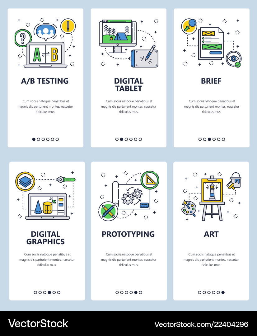 Line art web and mobile app template set vector image