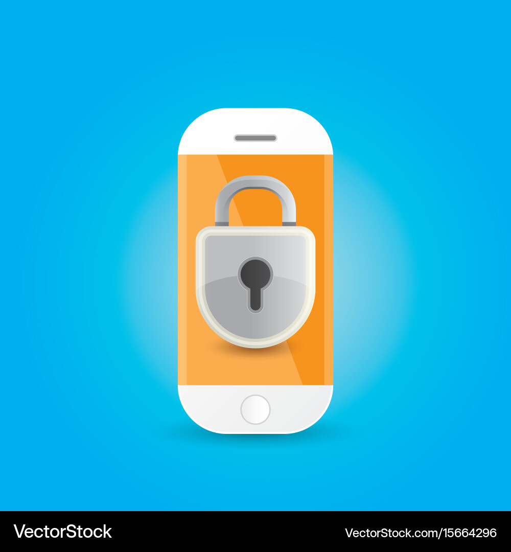 Mobile security app screen with shield and lock vector image