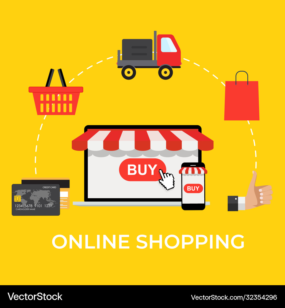 Online-Shopping-Konzept modern flach Online-Shopping-Konzept modern flach vektorbild