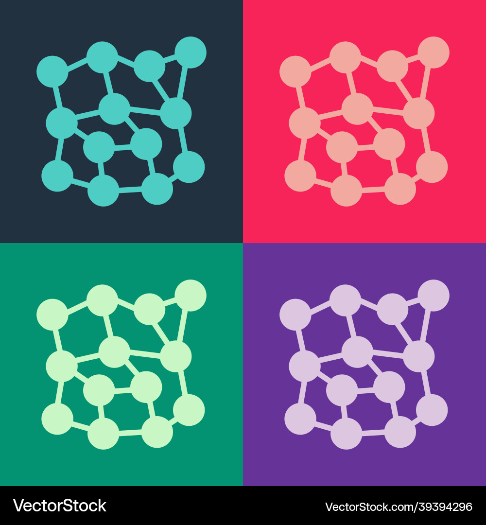 Pop art neural network icon isolated on color vector image