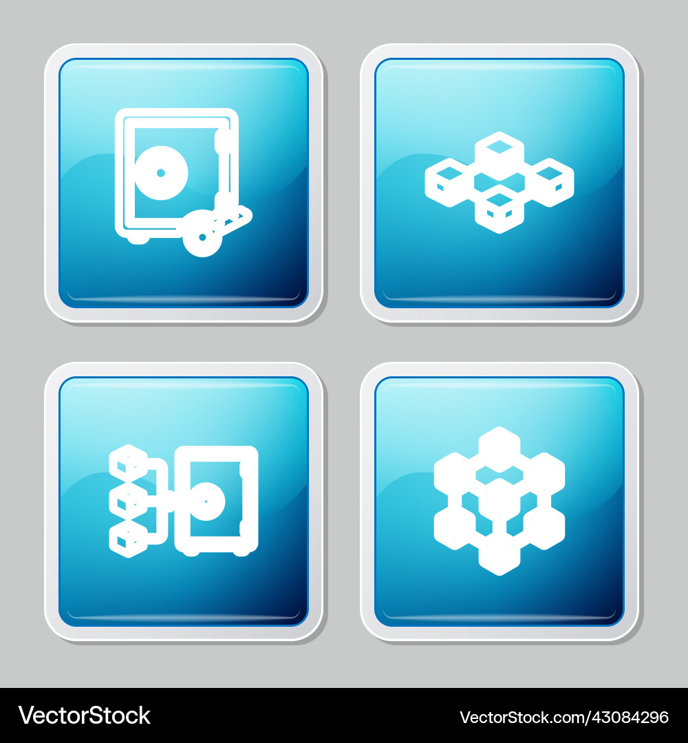 Set line proof of stake blockchain technology vector image