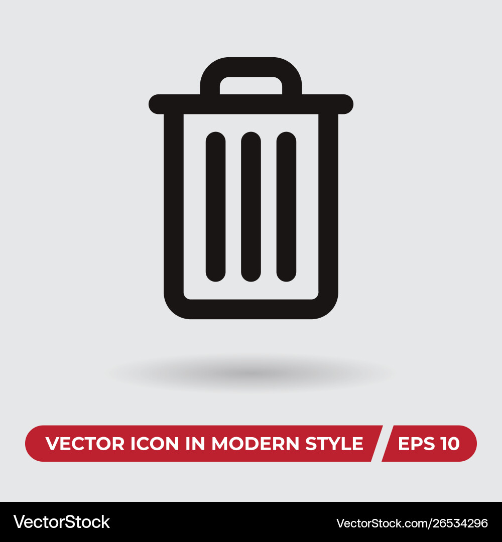 Trash icon in modern style for web site Trash icon in modern style for web site vector image
