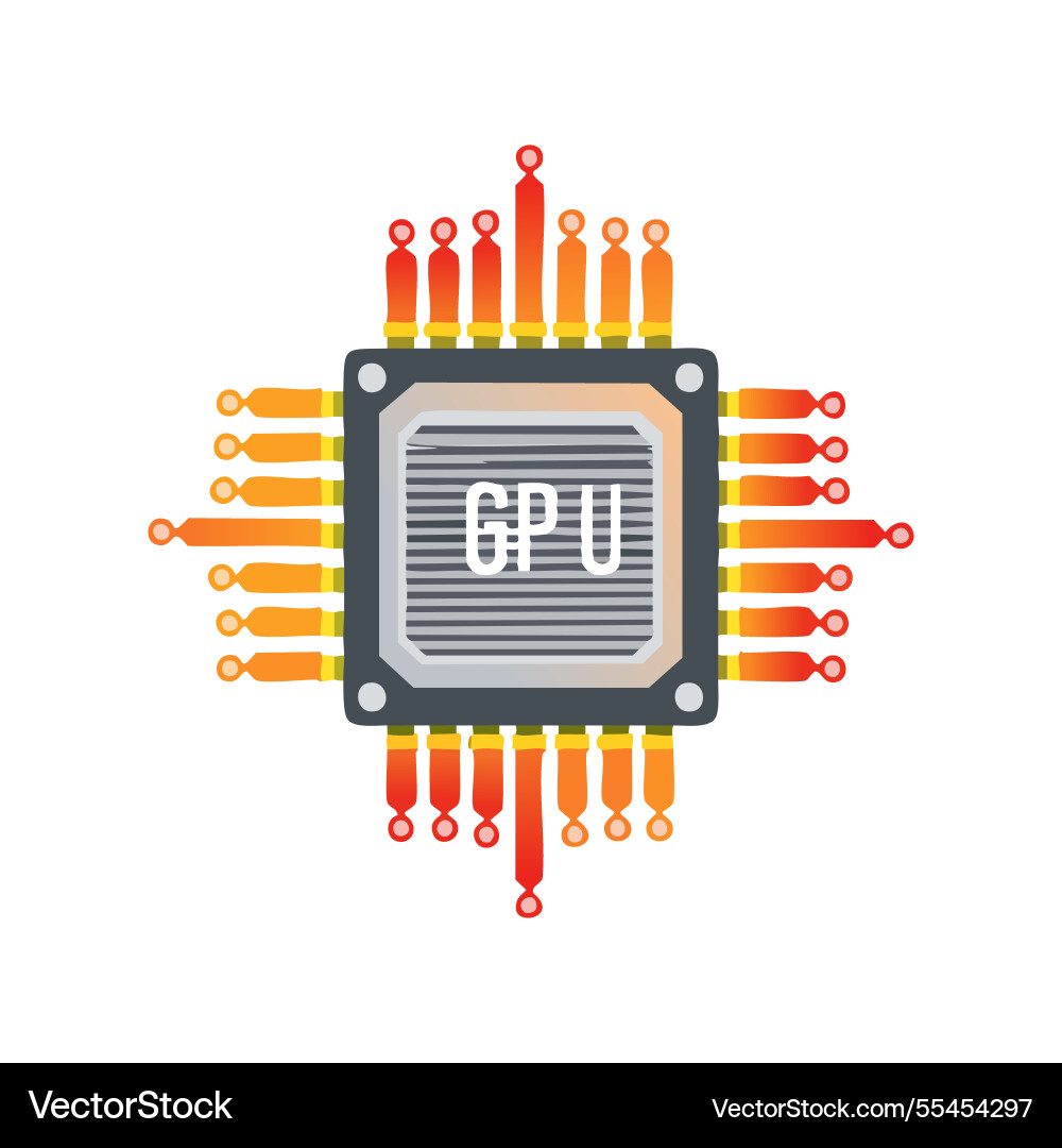 A gpu or processor with heat effects Vector Image
