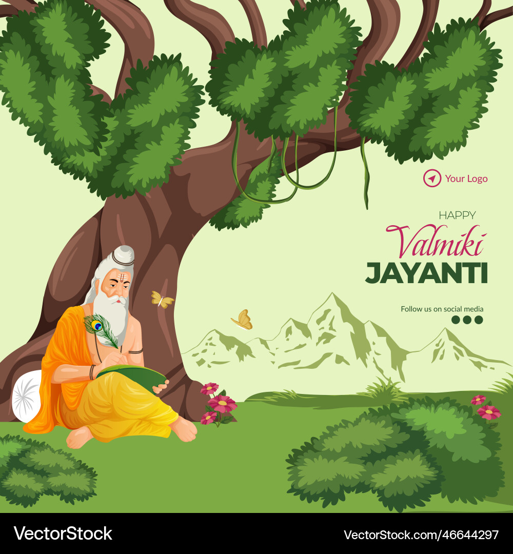 Banner design of happy valmiki jayanti template Banner design of happy valmiki jayanti template vector image