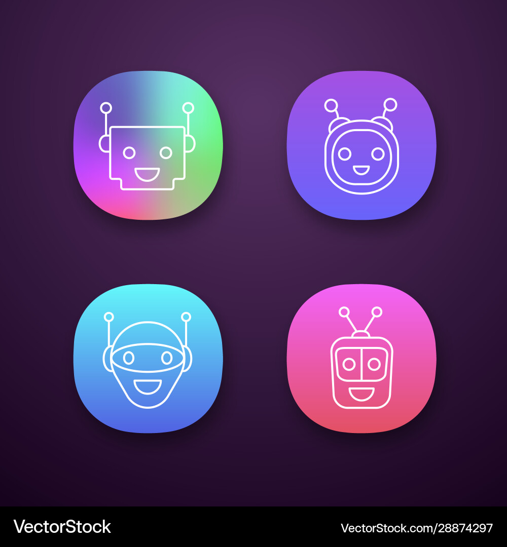 Chatbots app icons set Chatbots app icons set Vector Image