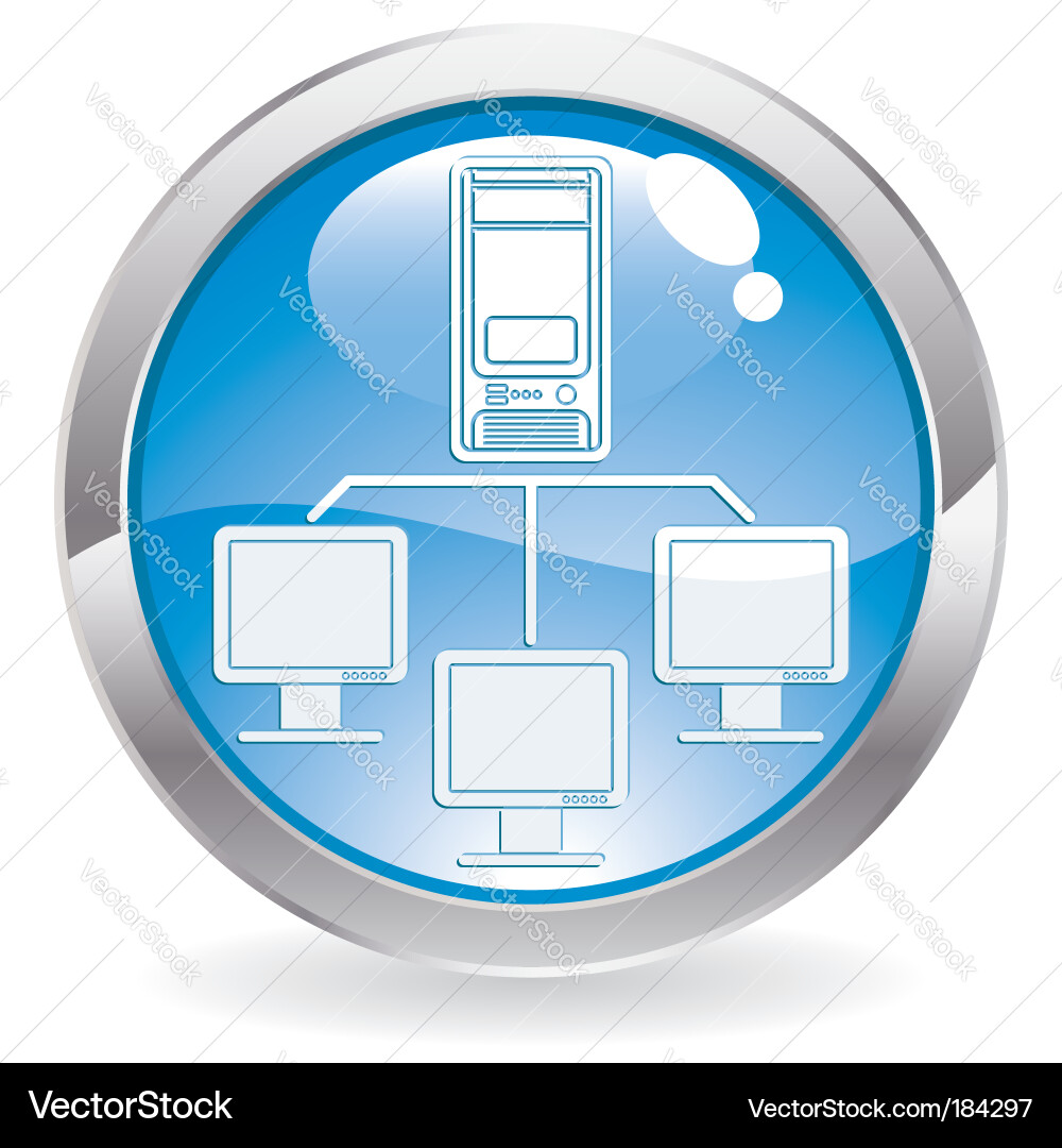 Computer Network Button Vector Image