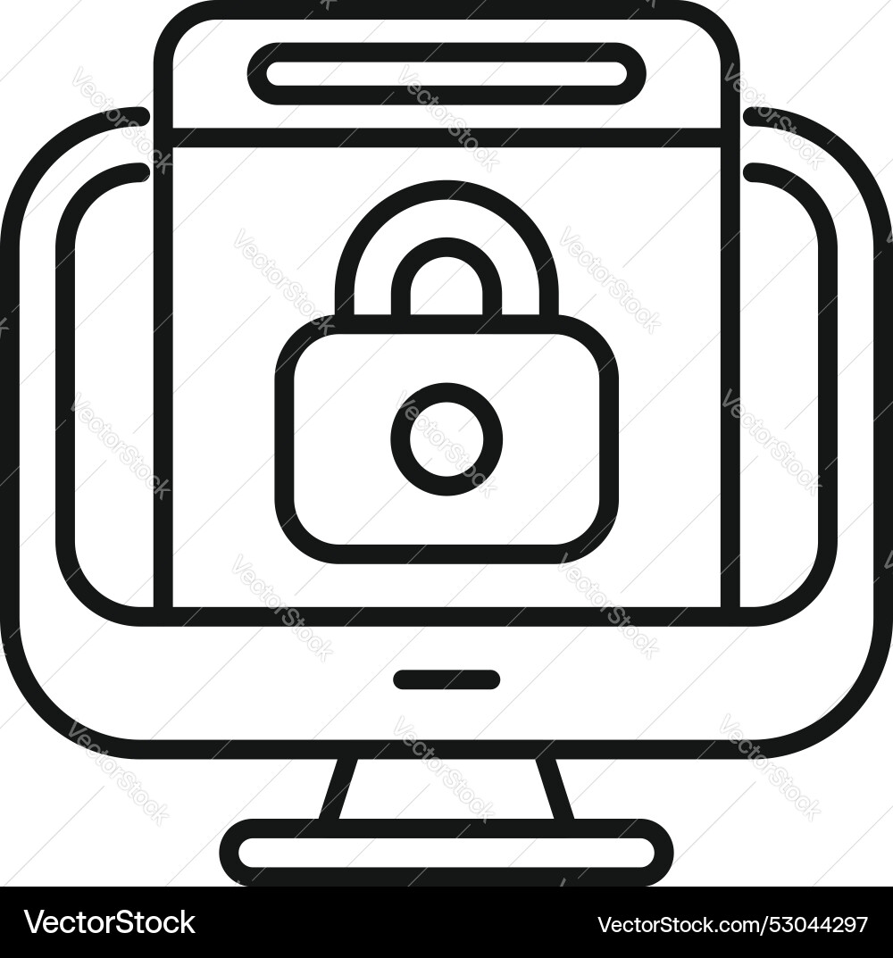 Computer security system showing lock on screen Computer security system showing lock on screen vector image