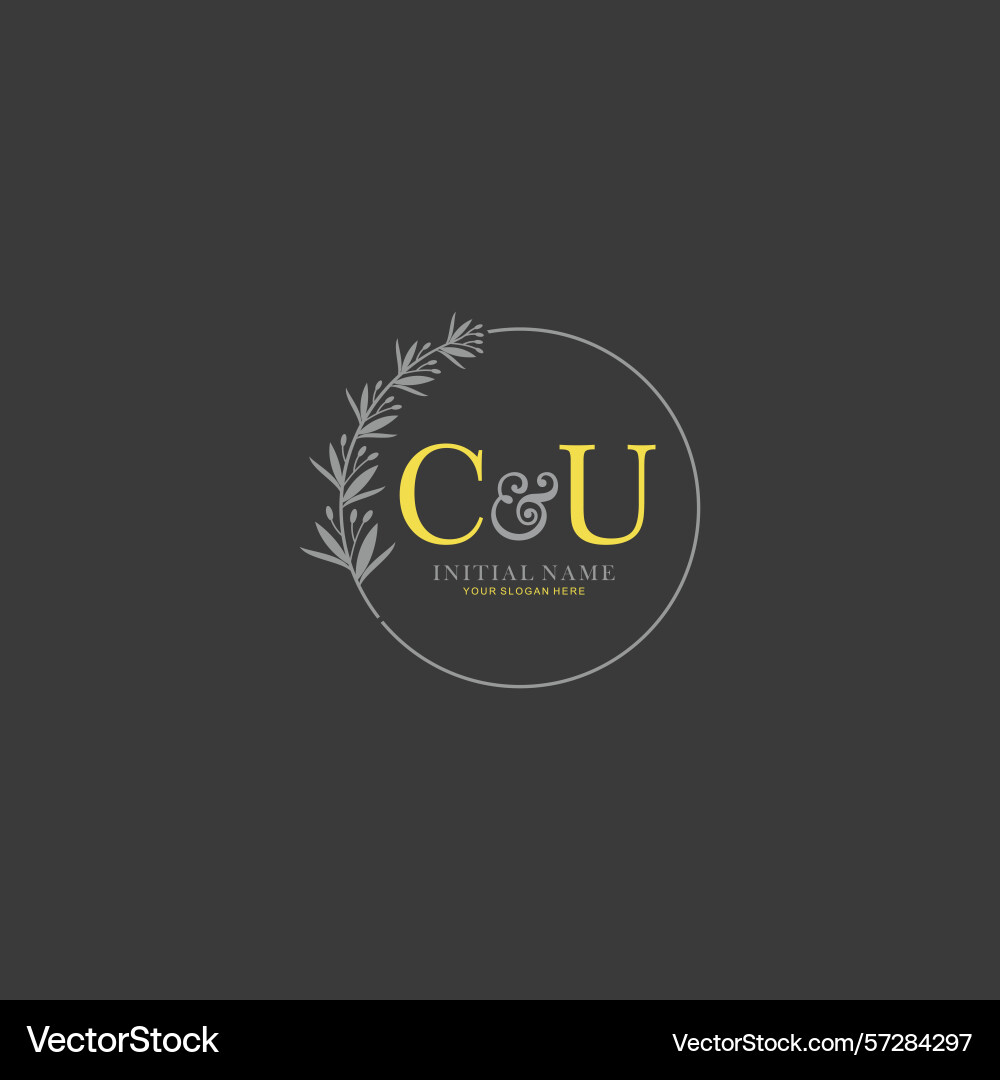 Cu initial logo templates with botanical elements Cu initial logo templates with botanical elements Vector Image