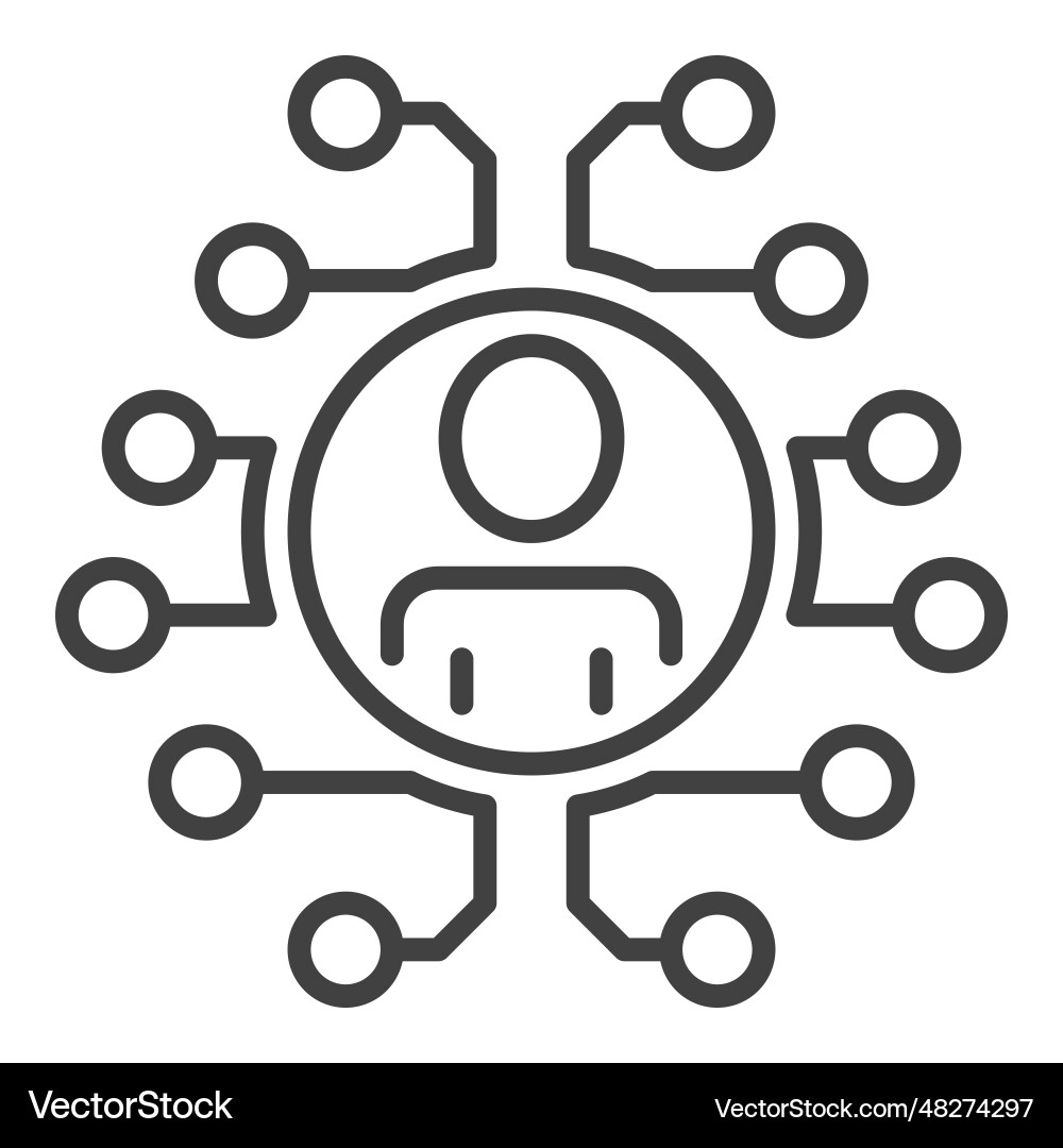 Digital brain and circle with man concept linear Digital brain and circle with man concept linear Vector Image