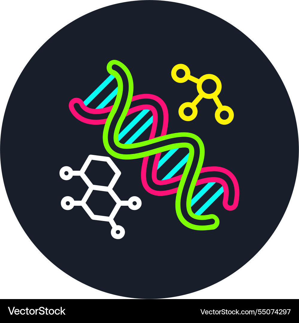Dna structure line multi color icon vector image