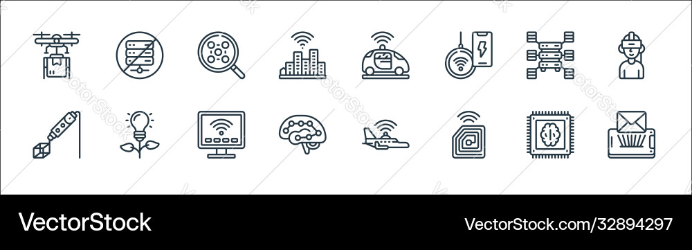 Emerging technology line icons linear set quality Emerging technology line icons linear set quality vector image