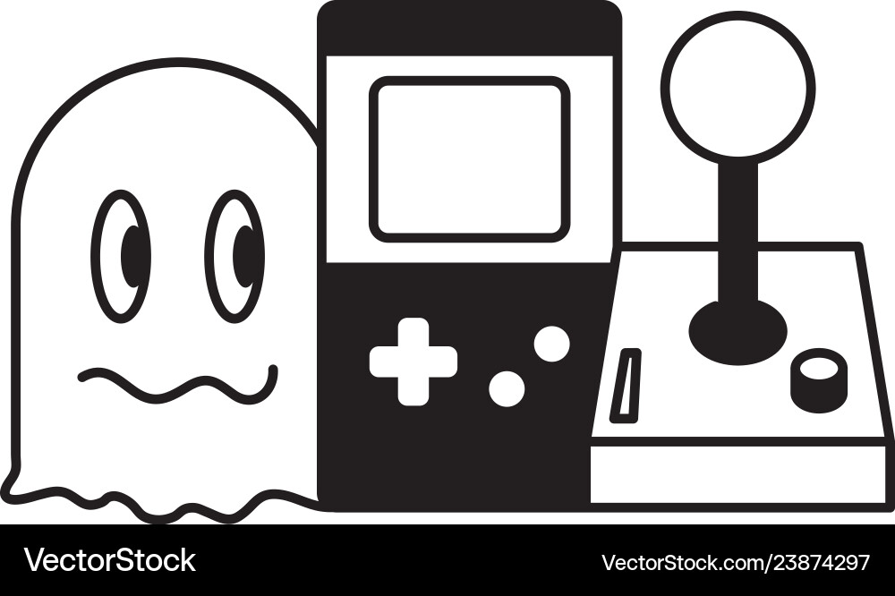 Ghost console and joystick video game Vector Image