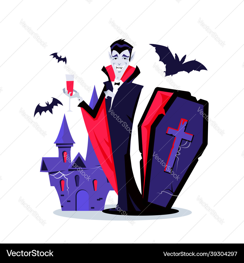 Halloween vampire - modern cartoon style vector image