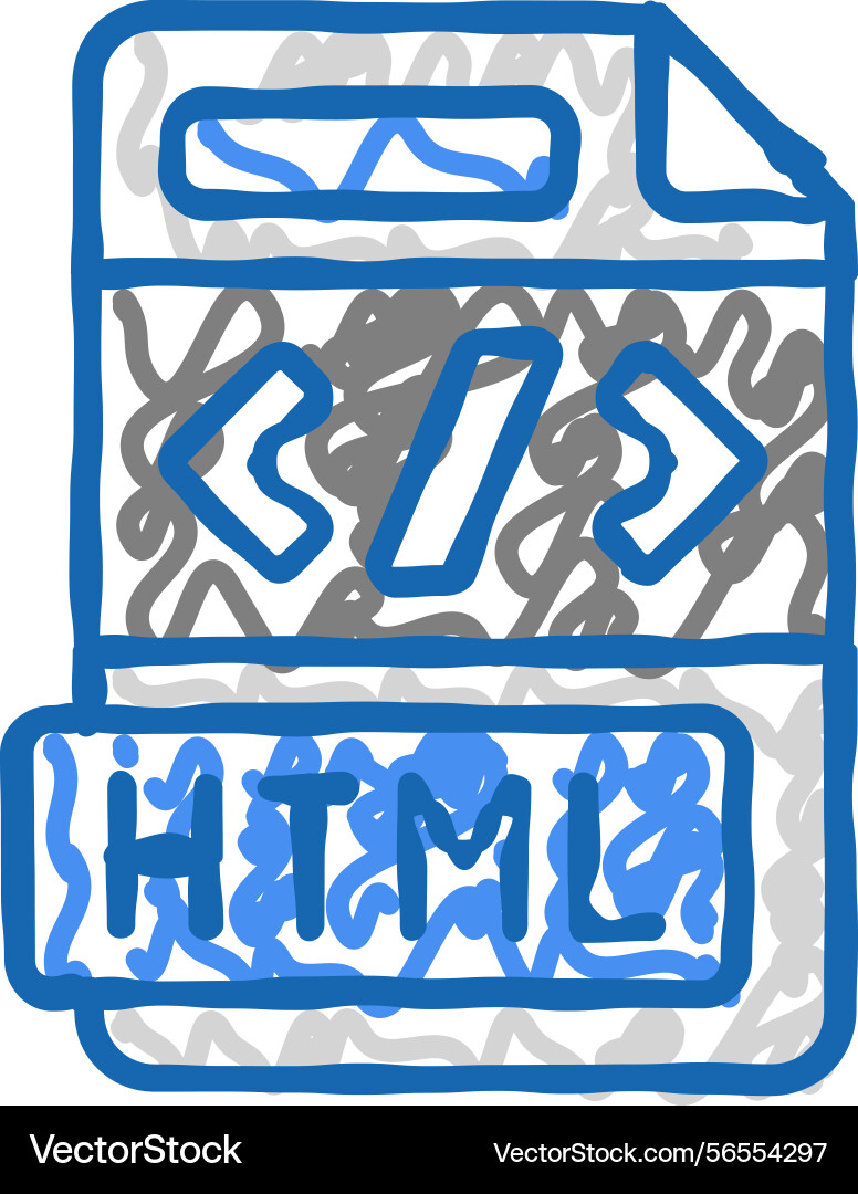 Html file format document icon doodle Vector Image