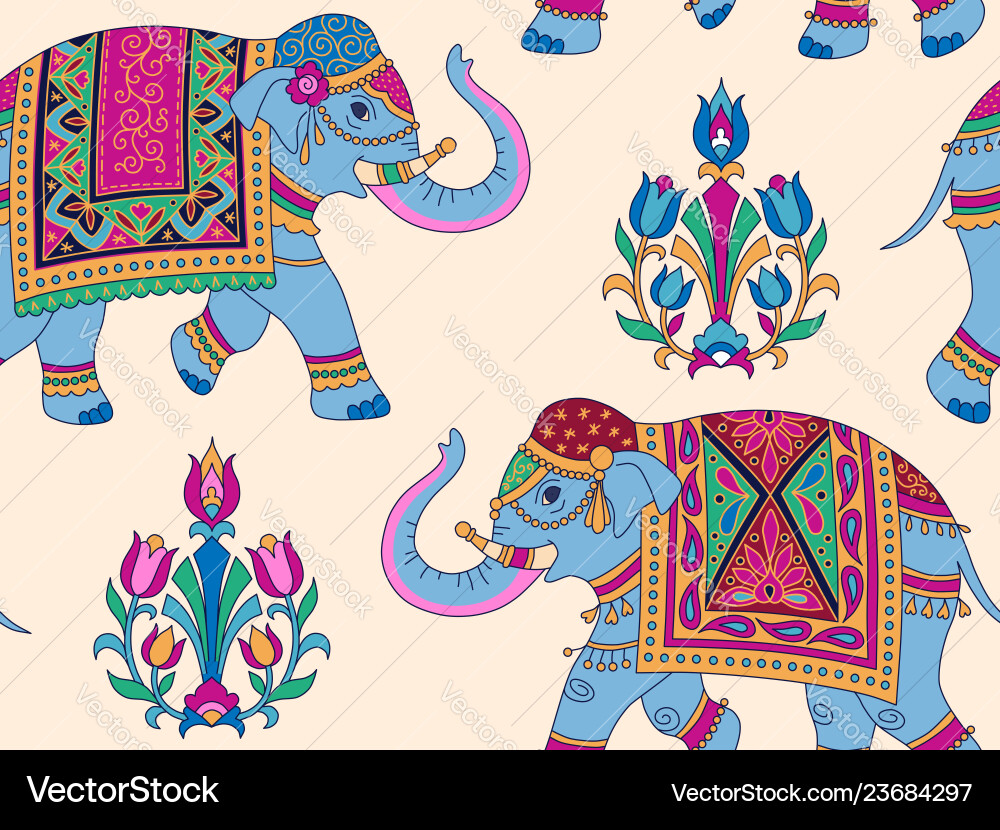 Indian Elephant Pattern vector image