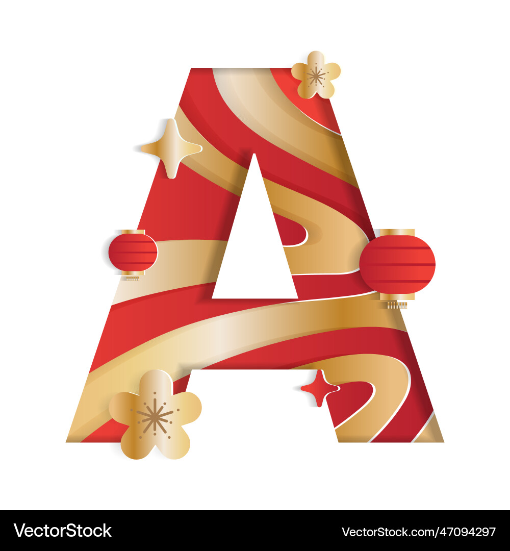 Letter a alphabet font chinese new year concept Letter a alphabet font chinese new year concept vector image