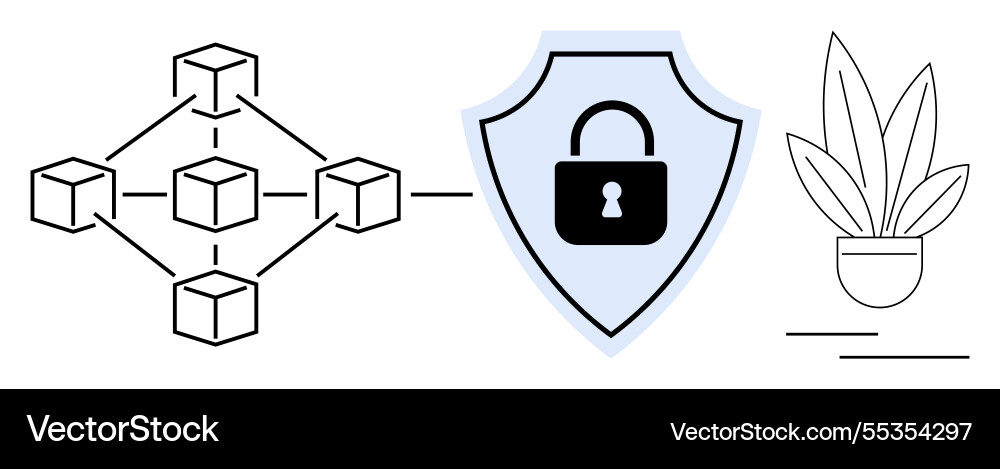 Network security visualization with lock shield Network security visualization with lock shield vector image