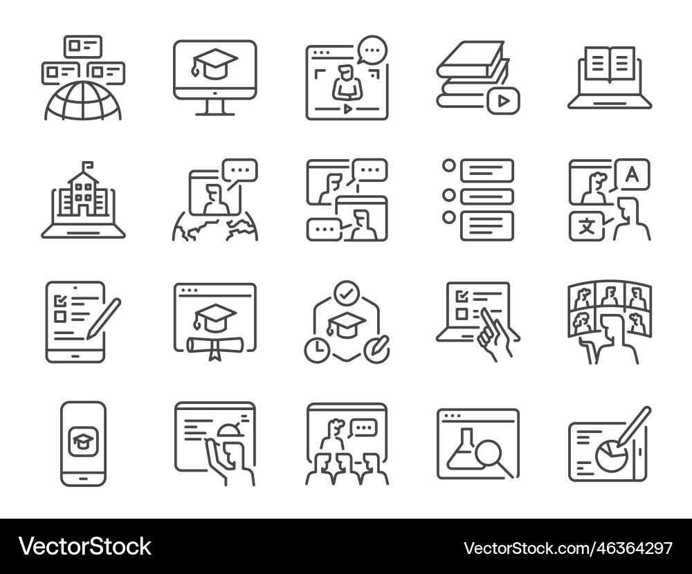 Online Learning Icon Set vector image