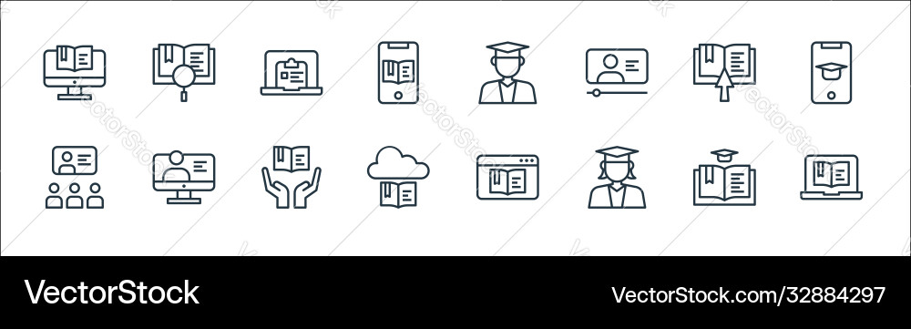 Online learning line icons linear set quality Online learning line icons linear set quality vector image