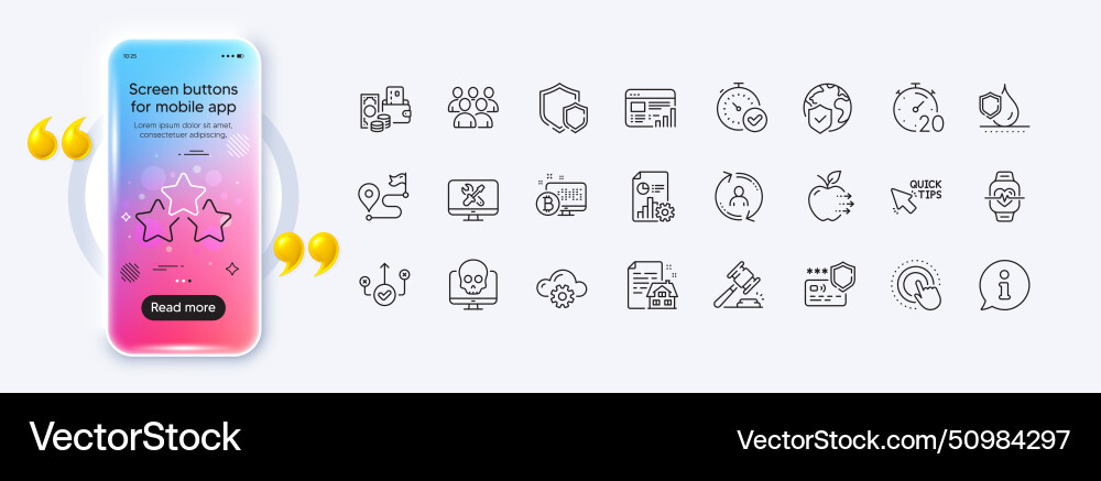 Report group and fast verification line icons Report group and fast verification line icons vector image
