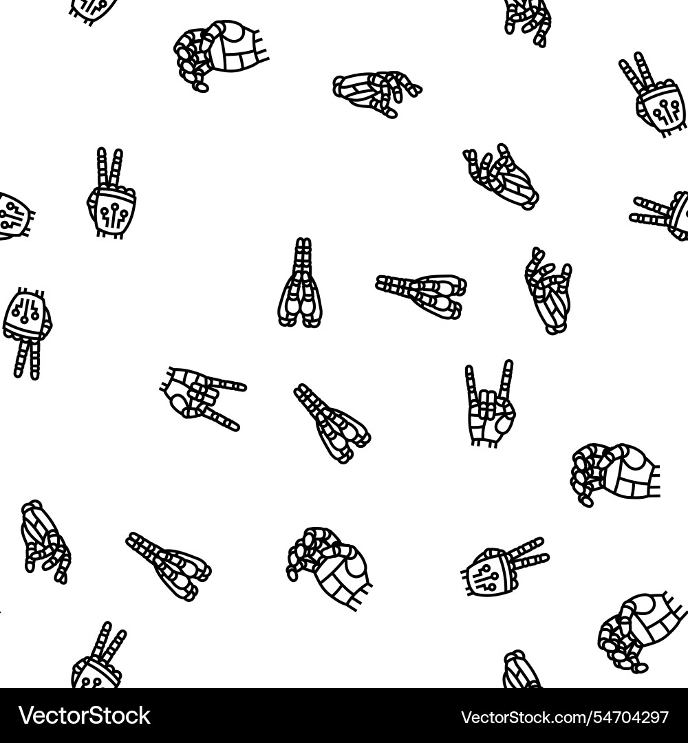 Robot hand gesture ai digital seamless pattern Robot hand gesture ai digital seamless pattern Vector Image