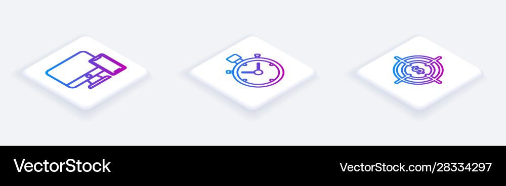 Set isometric line computer monitor and mobile vector image