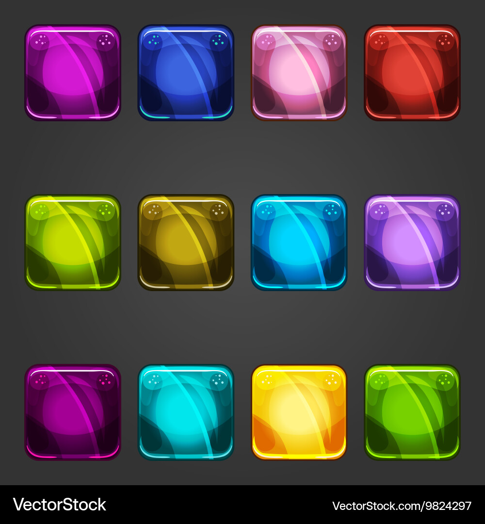 Set of shiny square button color Vector Image