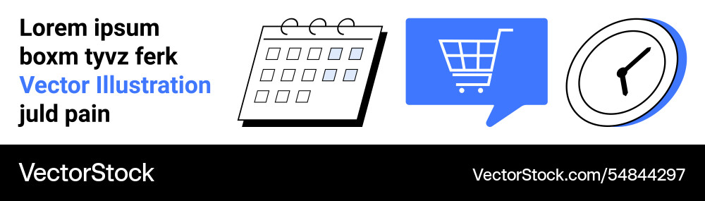 Shopping cart calendar and clock for scheduling Shopping cart calendar and clock for scheduling vector image