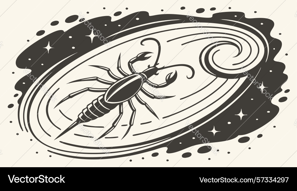 Stylized scorpion in dynamic swirl design vector image