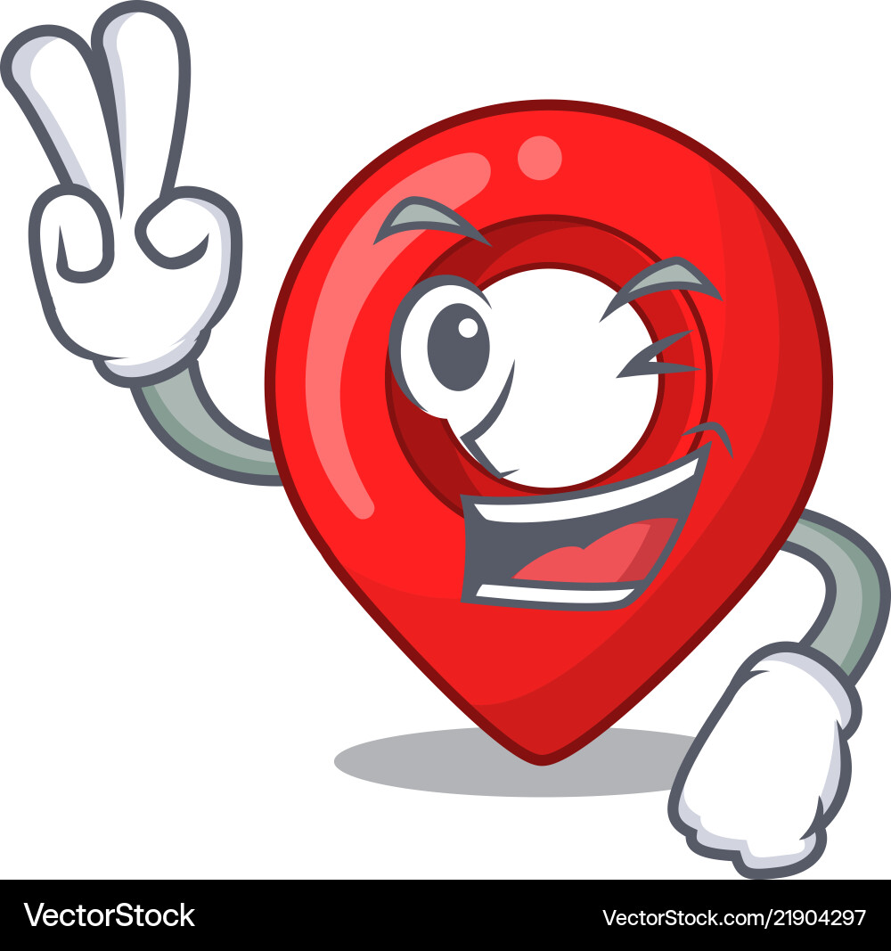 Two finger navigation pin location map character Vector Image