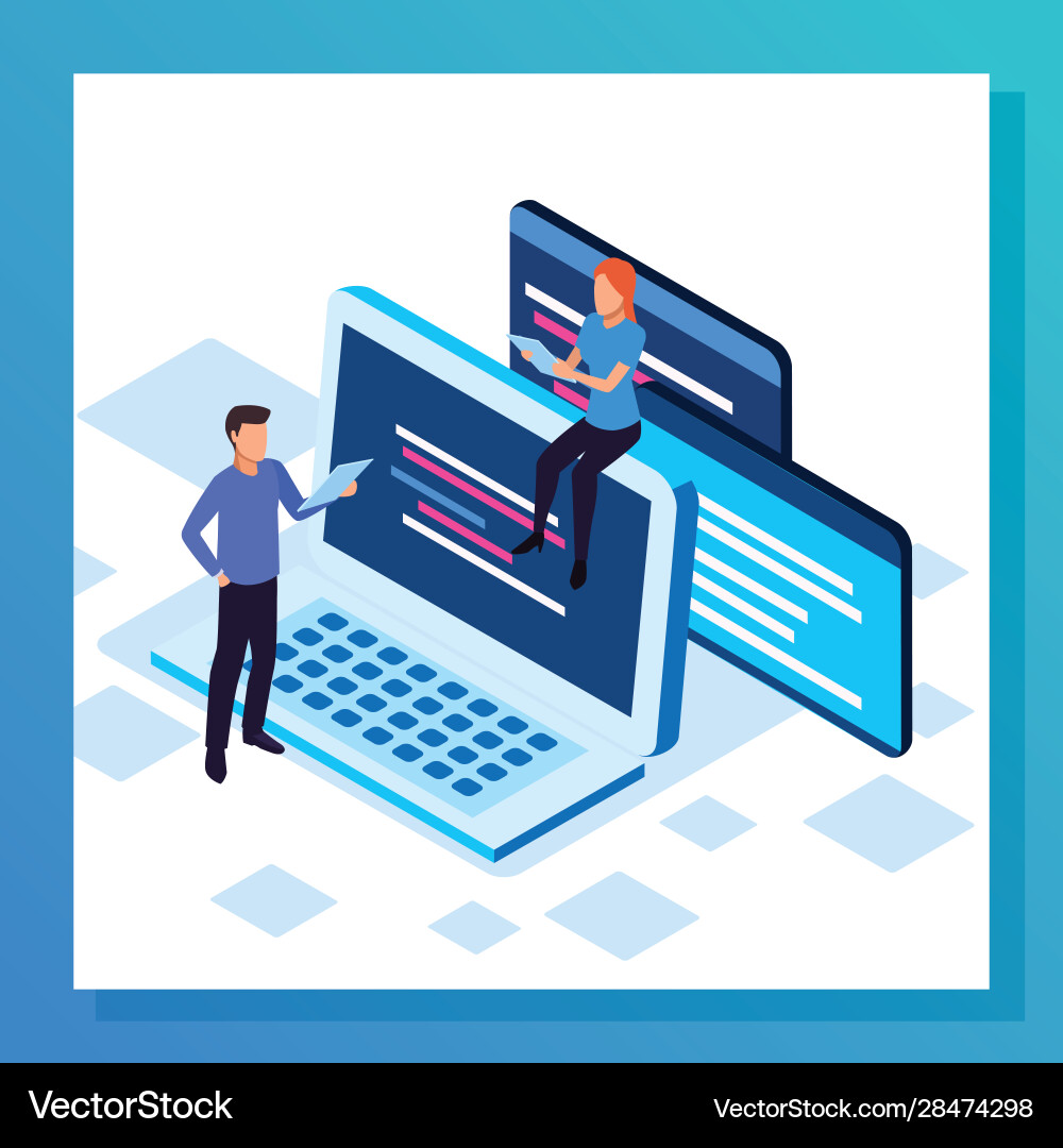 Big data colorful design with laptop computer Big data colorful design with laptop computer vector image