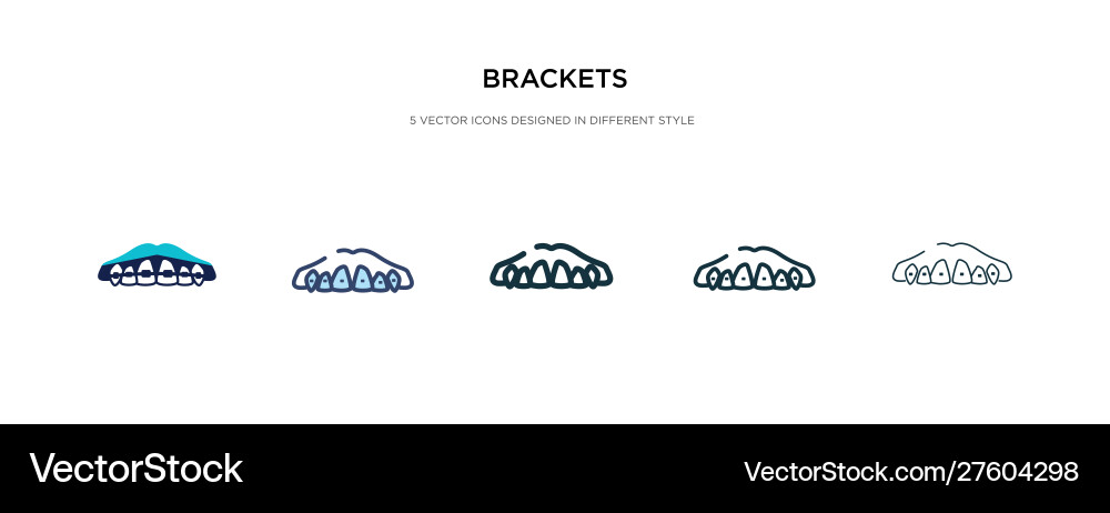 Brackets icon in different style two colored Vector Image