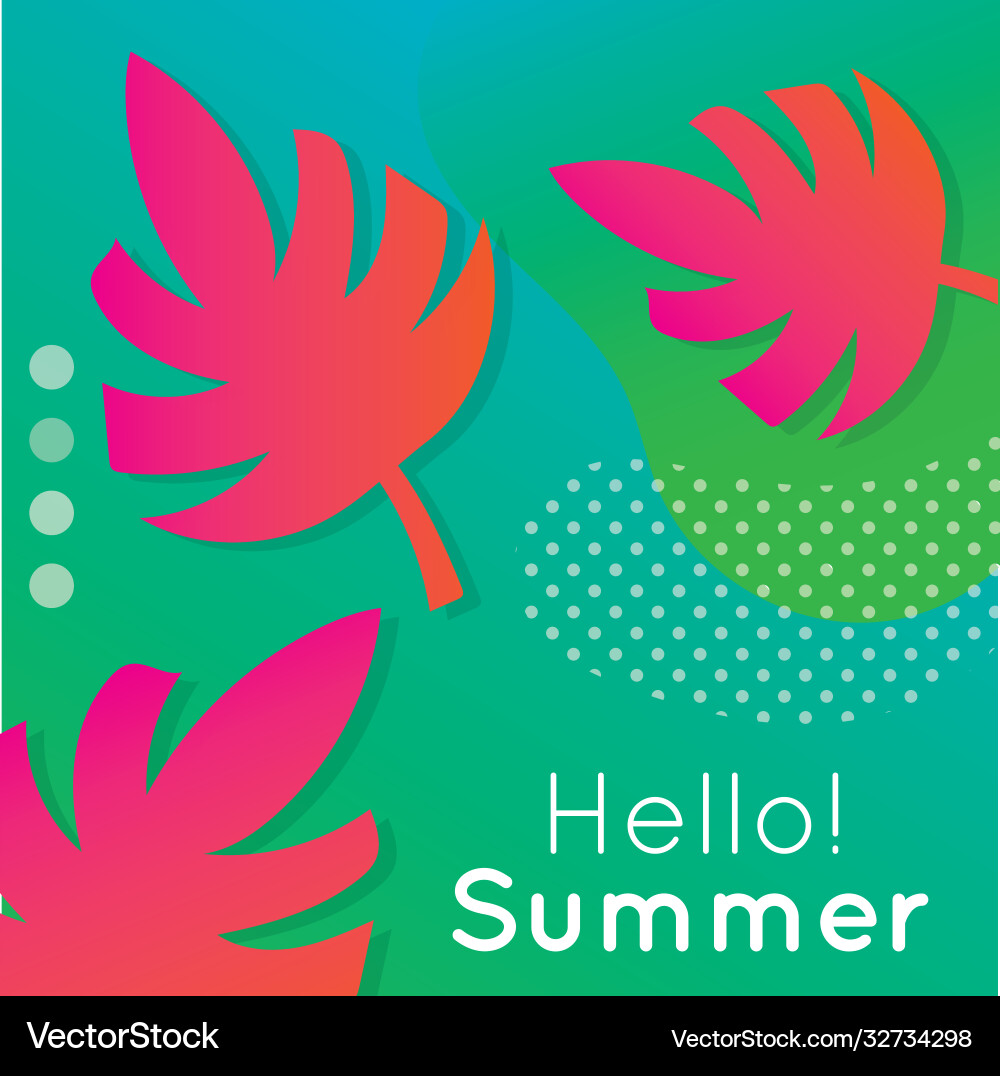 Hello summer colorful banner with leaf plant Hello summer colorful banner with leaf plant vector image