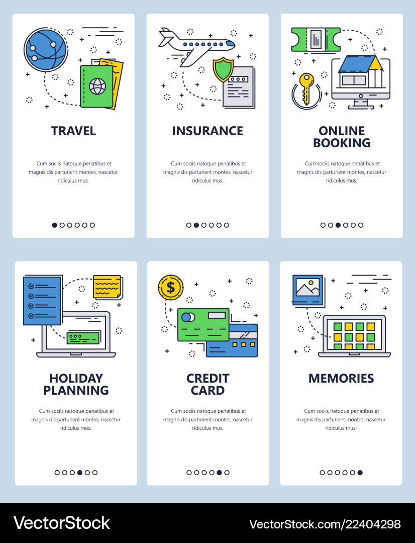 Line art web and mobile app template set vector image