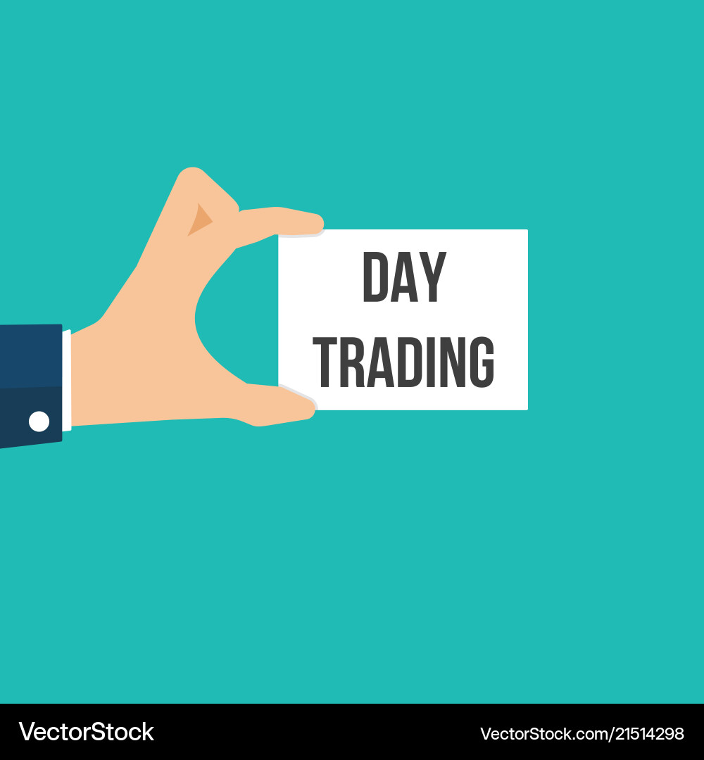 Man showing paper day trading text Man showing paper day trading text vector image